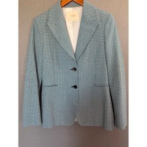 Maje Woman's Houndstooth Blazer Jacket Sz‎ 40 US 8/10 Teal Black  Tailored Paris